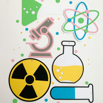 Pinfliers Science Theme Birthday Party Hangings with Pink